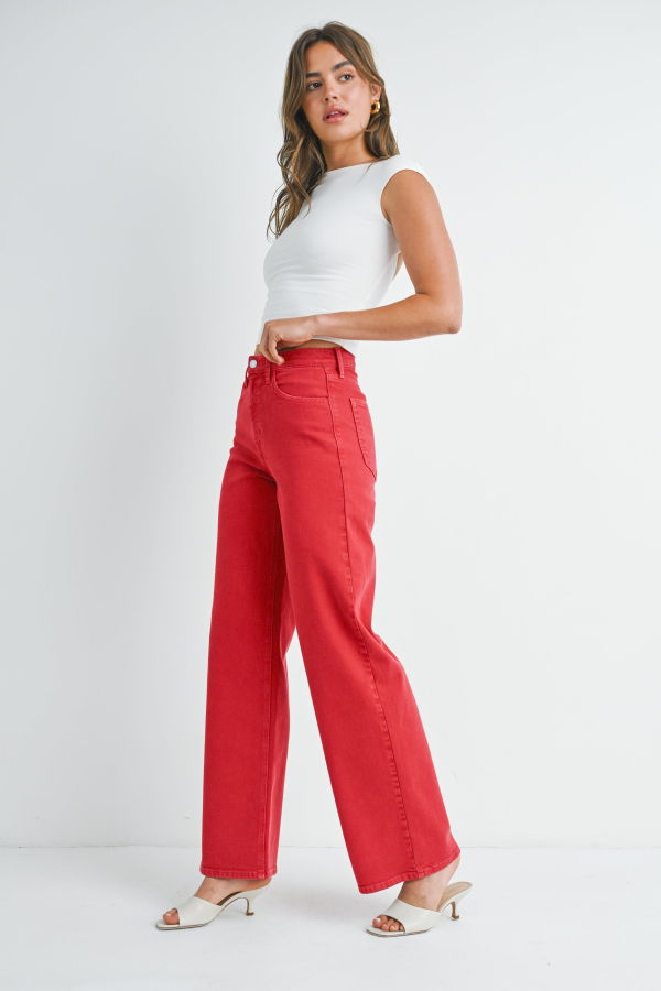 Just Black Denim The Relaxed Wide Leg Jean - Vintage Red