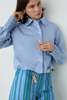 LAAGAM Roxane Ruched Shirt - Blue - Thumbnail 1
