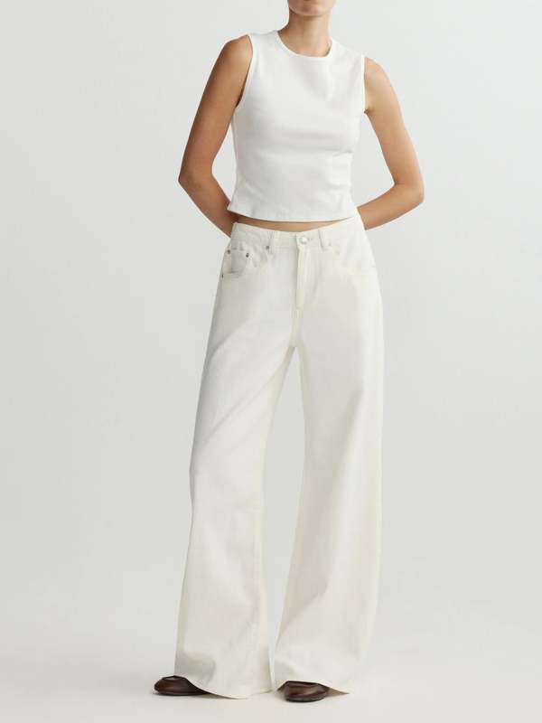 DL 1961 Alex Baggy Wide Leg Jeans - Eggshell Aura