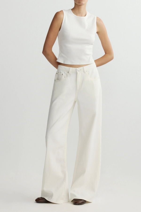 DL 1961 Alex Baggy Wide Leg Jeans - Eggshell Aura