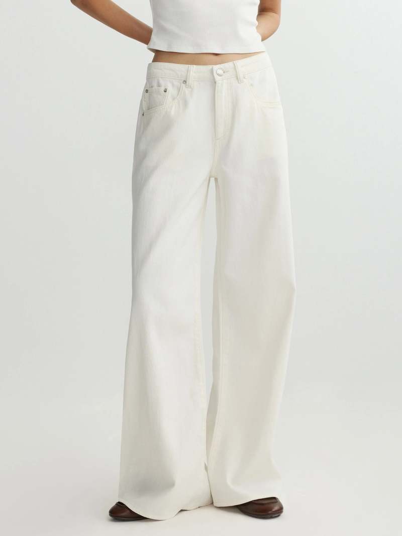DL 1961 Alex Baggy Wide Leg Jeans - Eggshell Aura