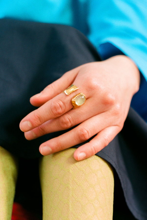 Simuero Uva Ring in Gold/Green Prehnite