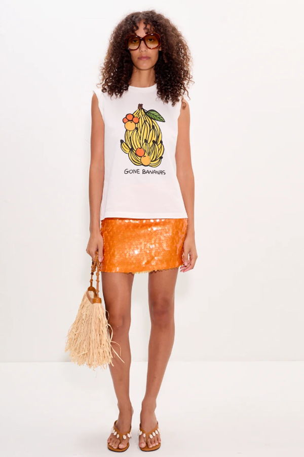 Simon Miller Dizzy Sequin Skirt - Tangerine