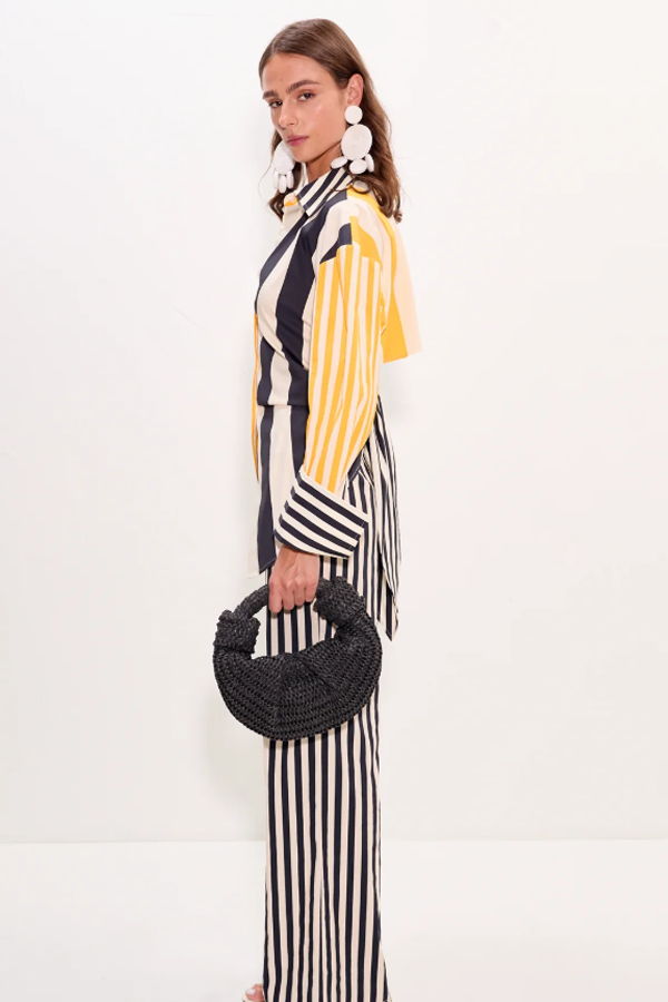 Simon Miller Loch Poplin Button Down Top - Sungold Stripe