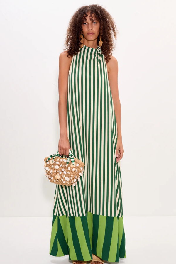 Simon Miller Mona Crepe Dress - Green Stripe