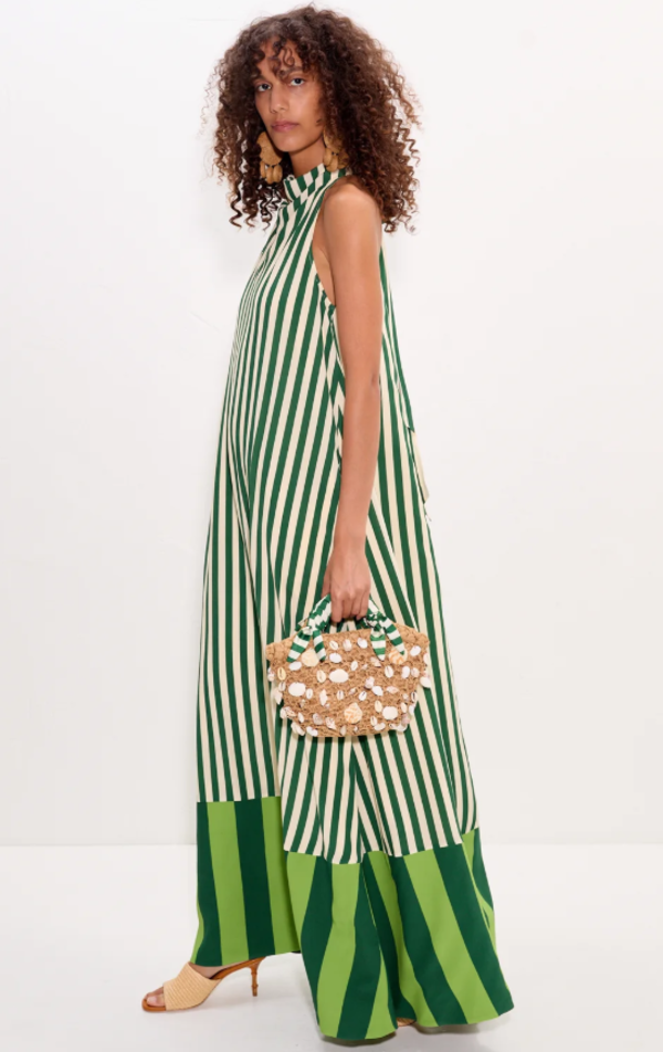 Simon Miller Mona Crepe Dress - Green Stripe
