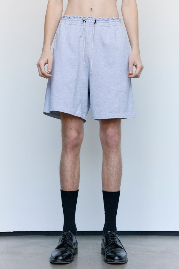 Camiel Fortgens Grey Melange Cotton Knee Shorts