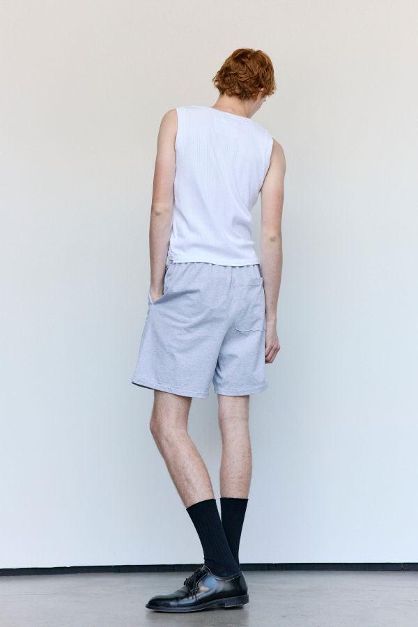 Camiel Fortgens Grey Melange Cotton Knee Shorts