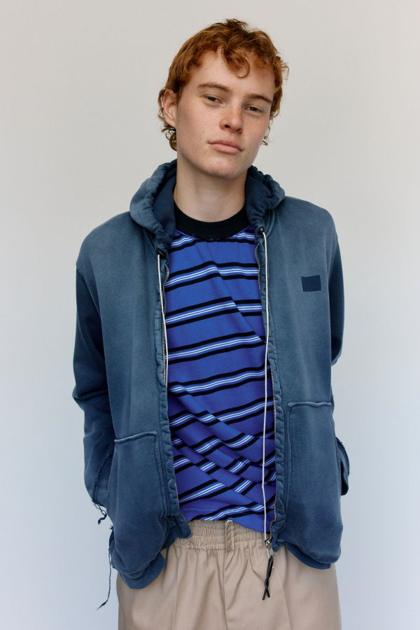 Camiel Fortgens Navy Sunfade Cotton Fitted Zip Hoodie