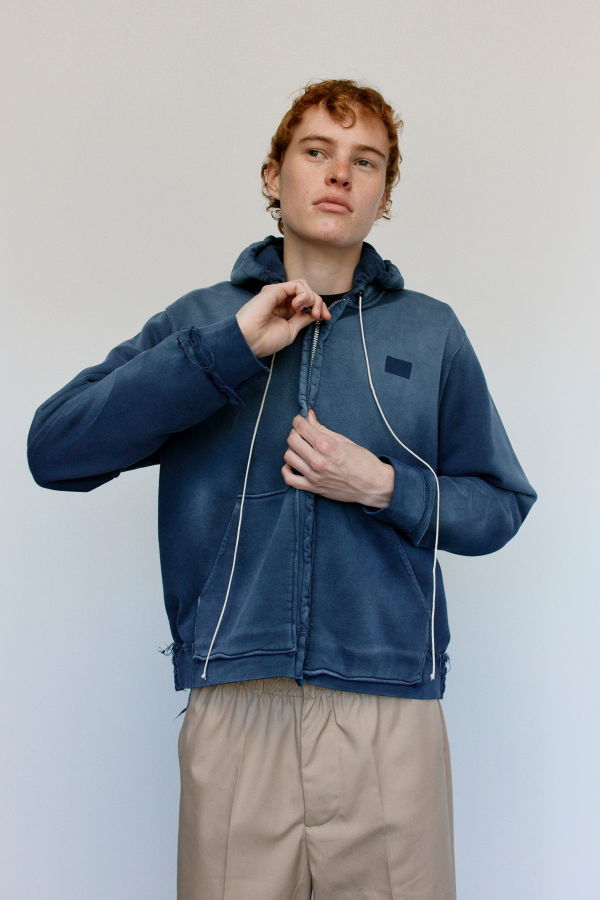 Camiel Fortgens Navy Sunfade Cotton Fitted Zip Hoodie