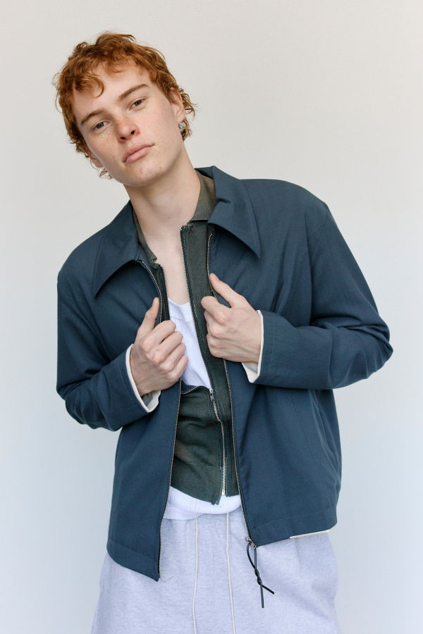 Camiel Fortgens Petrol Wool Fitted Zip Jacket