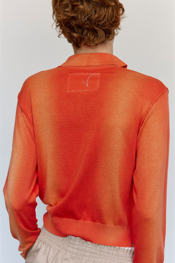 Camiel Fortgens Red Sunfade Silk Cotton 70's Cardigan
