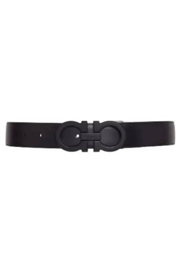 Ferragamo Leather Belt - Black Marine Blue