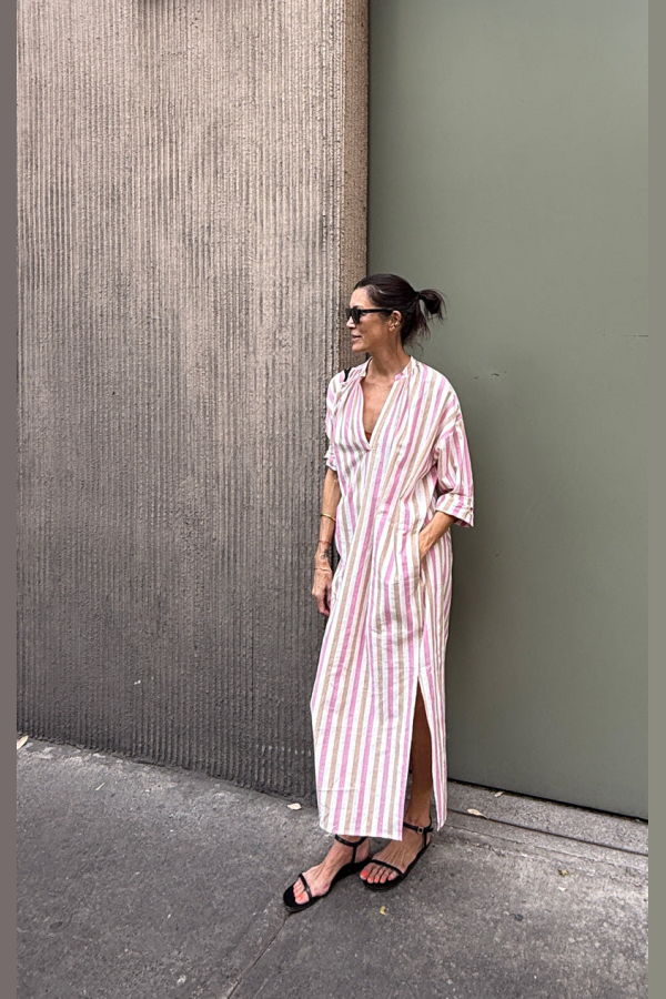 Two Chic Striped Long Caftan