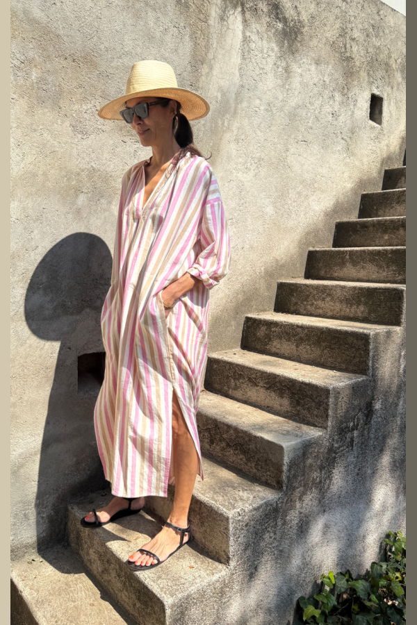 Two Chic Striped Long Caftan