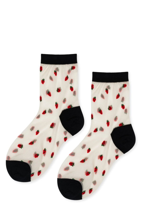 Hansel from Basel Baby Strawberry Sheer Short Crew Socks - Nude