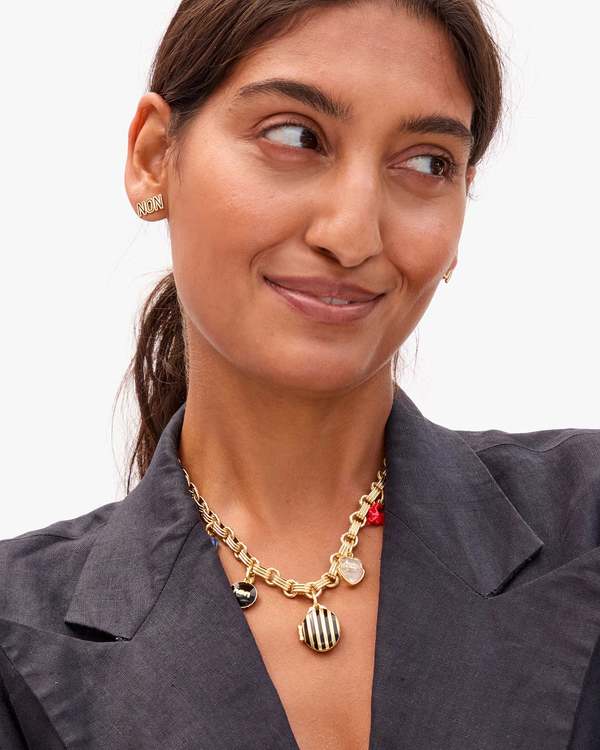 Clare V. Stripe Locket Charm - Gold