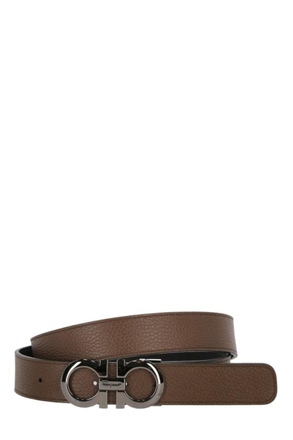Ferragamo Leather Belt - Brown Sugar Black