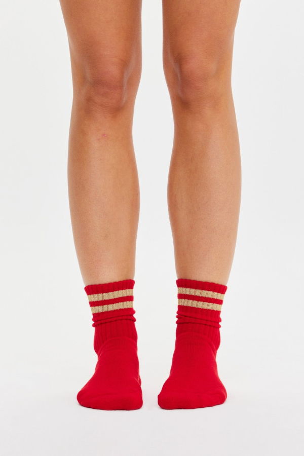 The Upside Curio Crew Sock - Cherry Red