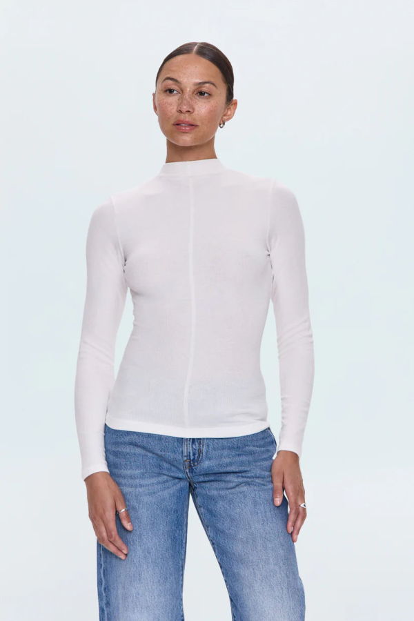 Pistola Dara Long Sleeve Funnel Neck Top - Ecru
