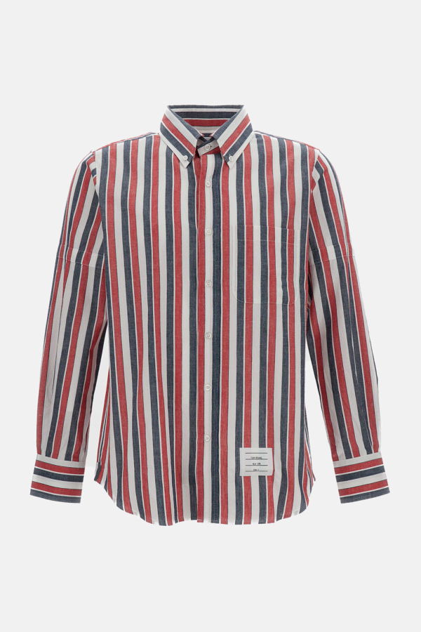 Thom Browne Striped Linen Shirt - Blue
