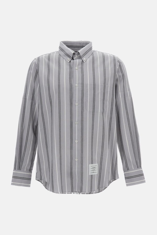 Thom Browne Striped Cotton Shirt - Gray