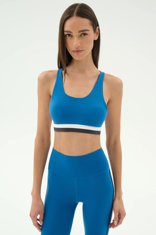 SPLITS 59 Maci Airweight Bra - Stone Blue/Graphite Stripe