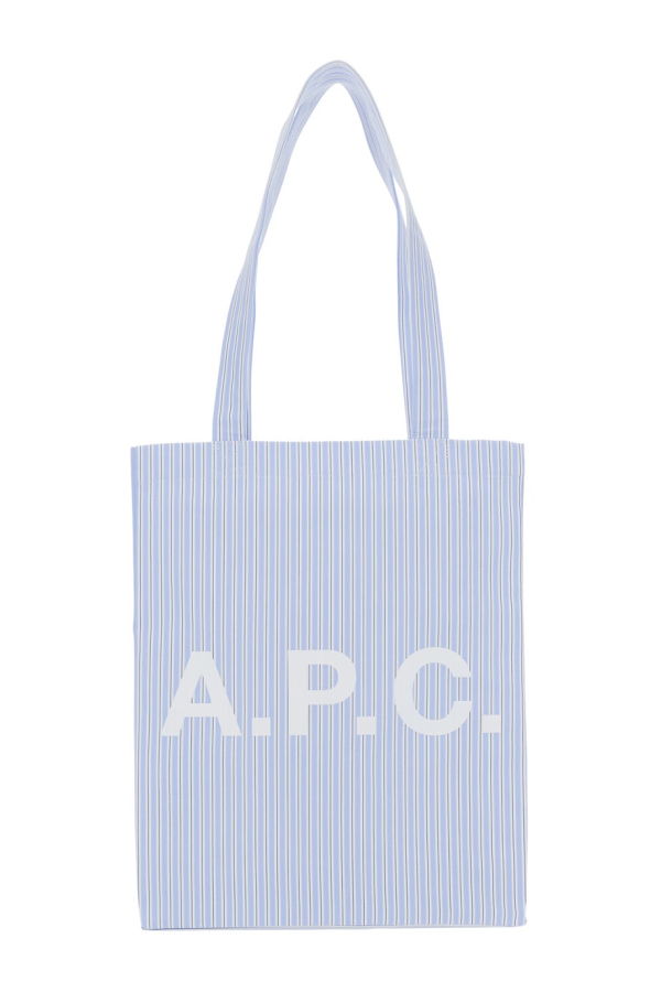A.P.C. Lou Shoulder Bag With All-Over Striped Motif In Cotton - Light Blue