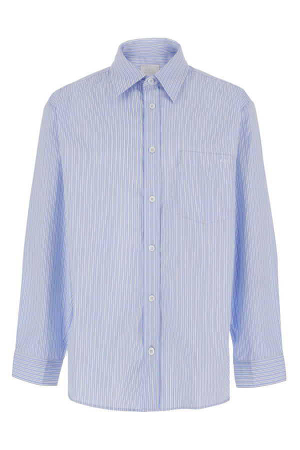 A.P.C. Long-Sleeved Shirt With Classic Collar And Striped Motif In Cotton - Light Blue