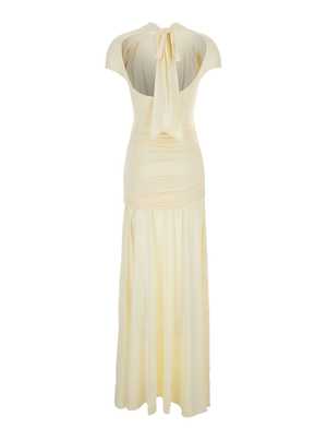 Self-Portrait Draped Maxi Dress With V-Neck and Draped Details in Jersey -  Yellow | Garmentory