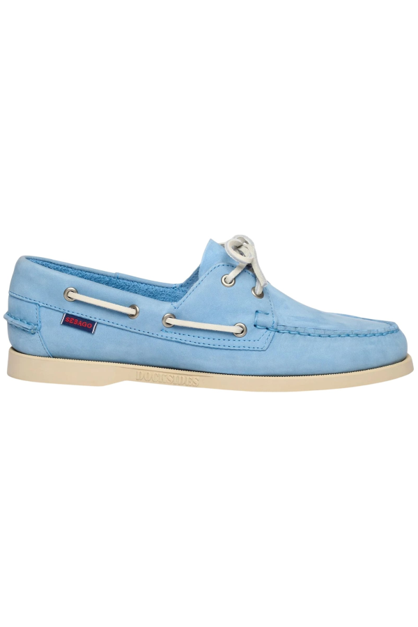 Sebago Docksides Portland Nubuck Flat Shoes - Lt Blue Blue