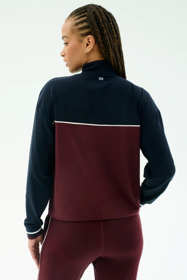 SPLITS 59 Millie Airweight Half Zip Jacket - Dk Cherry/Indigo