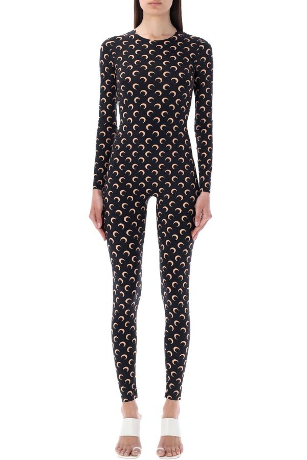 MARINE SERRE Moon Printed Stretch Jersey Catsuit - Black Moon Tan