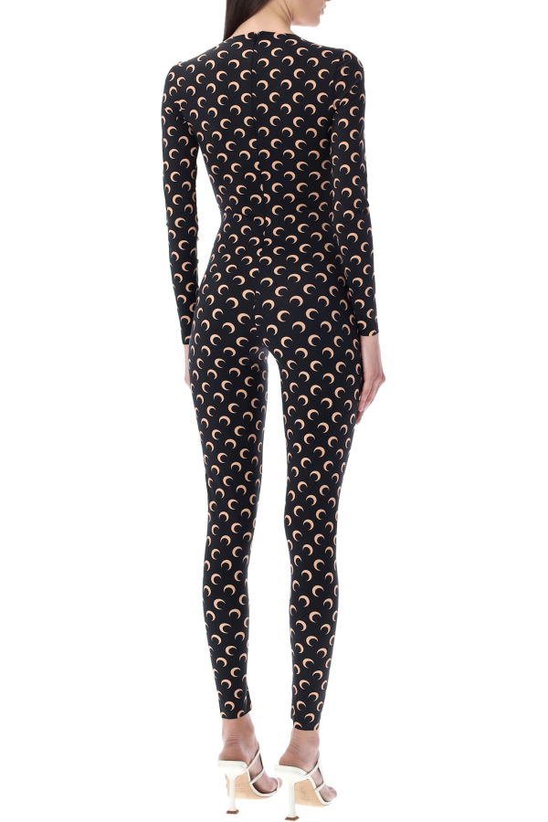 MARINE SERRE Moon Printed Stretch Jersey Catsuit - Black Moon Tan
