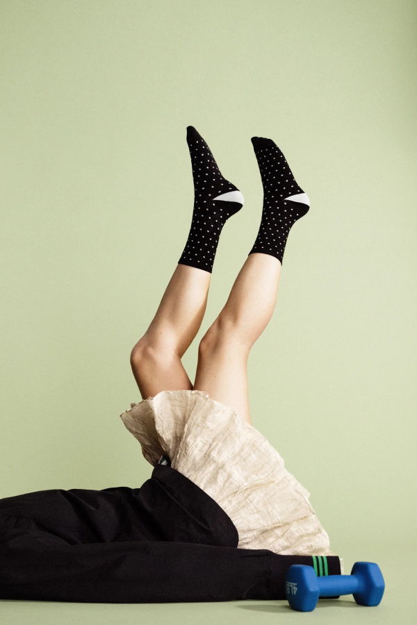 Hansel from Basel Tiny Dot Sporty Crew Socks - Black