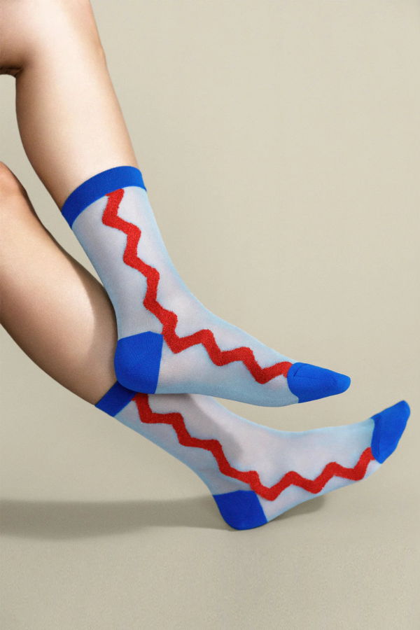 Hansel from Basel Zig Zag Sheer Crew Sock