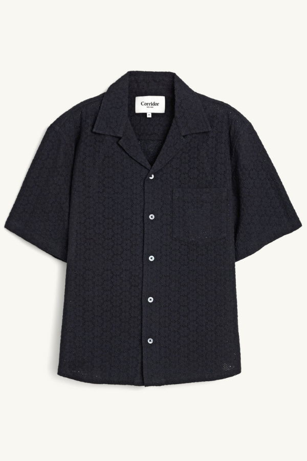 Corridor Floral Eyelet Short Sleeve Button Up Shirt