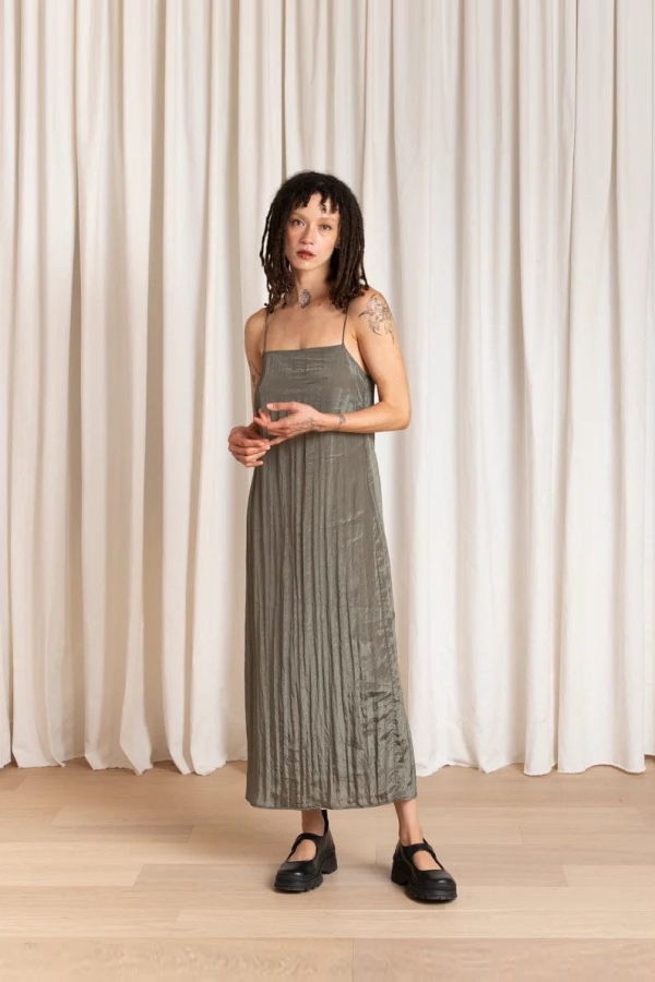 Ali Golden Square Neck Slip Dress