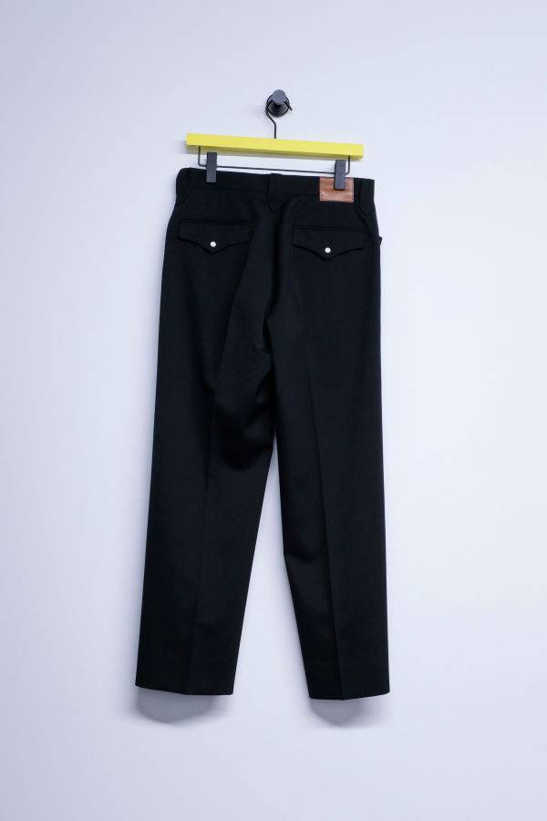The Letters Black Wool Western Trousers