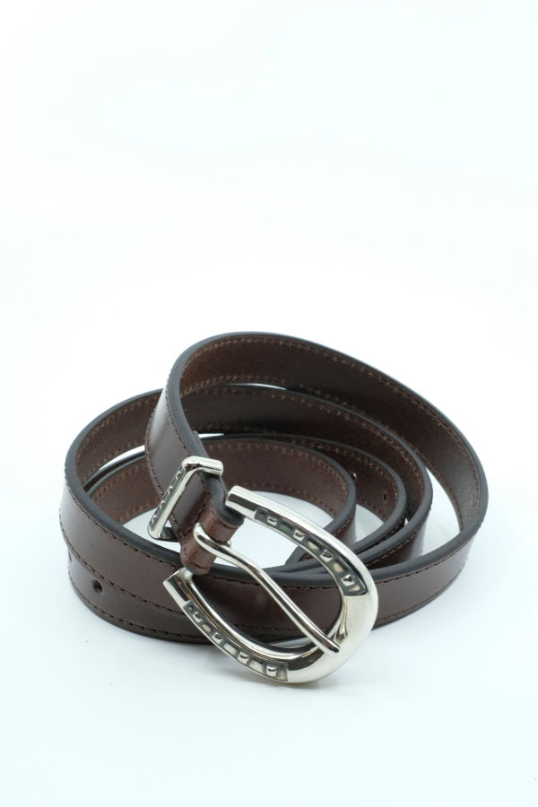 The Letters Leather Double Sided Horseshoe Long Belt - Chocolate