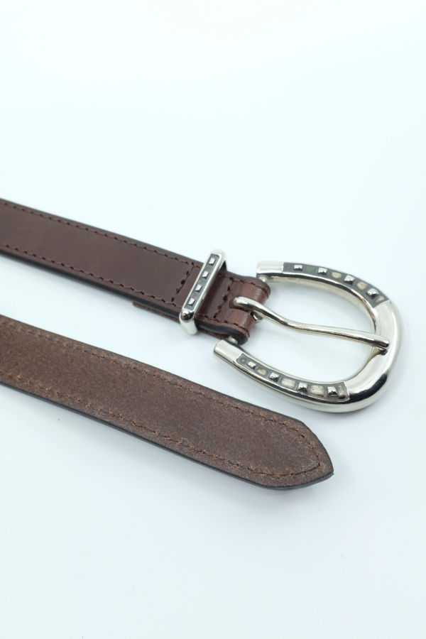 The Letters Leather Double Sided Horseshoe Long Belt - Chocolate