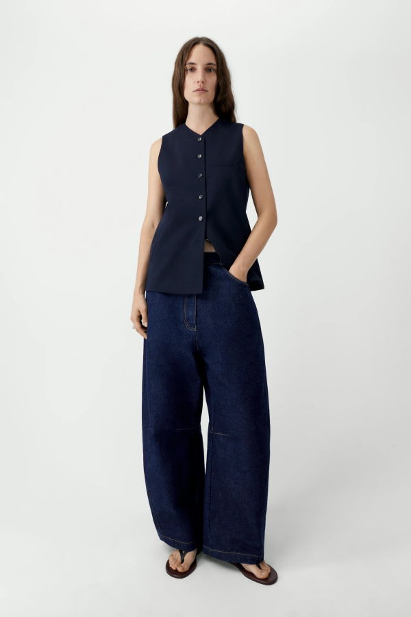 Cordera Curved Baggy Jeans - Denim