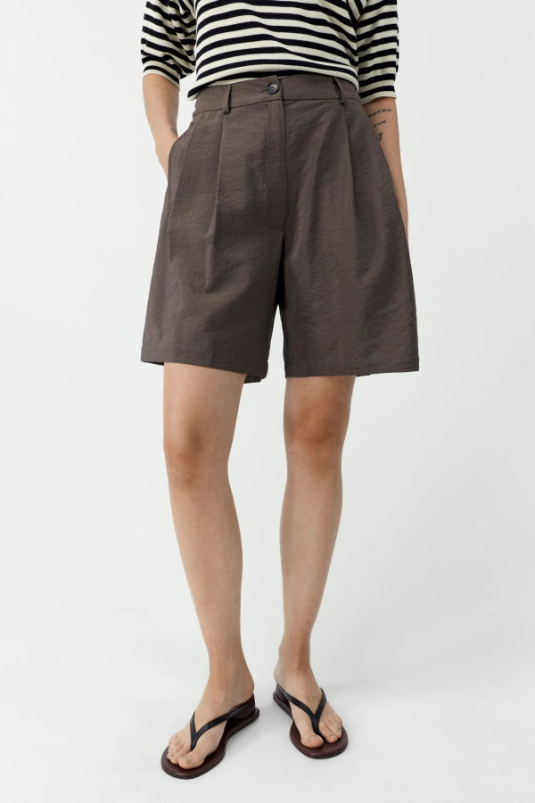 Cordera Silk Bermuda Shorts - Taupe