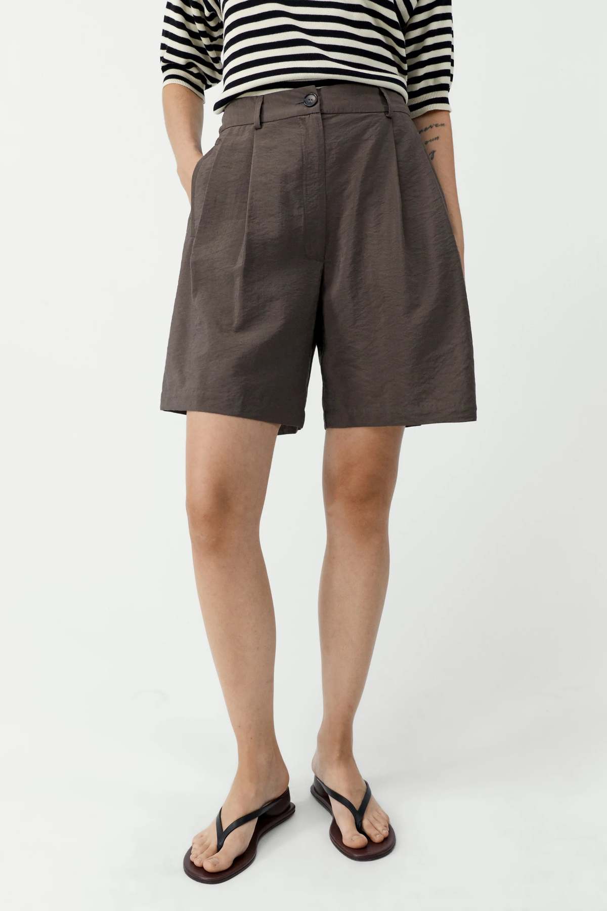 Cordera Silk Bermuda Shorts - Taupe - Image 2 of 4