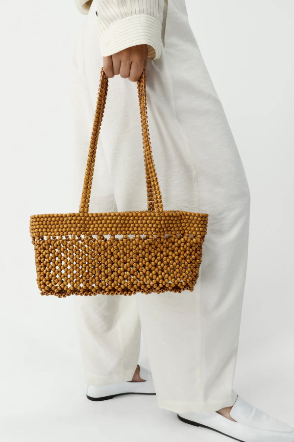Cordera Wooden Beads Mini Bag - Ochre