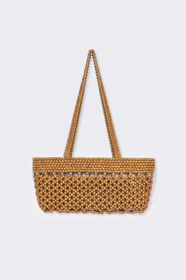 Cordera Wooden Beads Mini Bag - Ochre