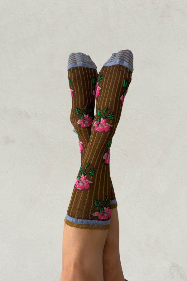 Exquisite J Rococo Flowers Socks - Earth & Rose