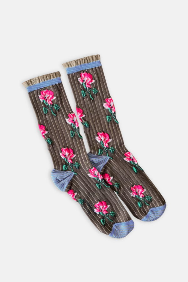 Exquisite J Rococo Flowers Socks - Earth & Rose