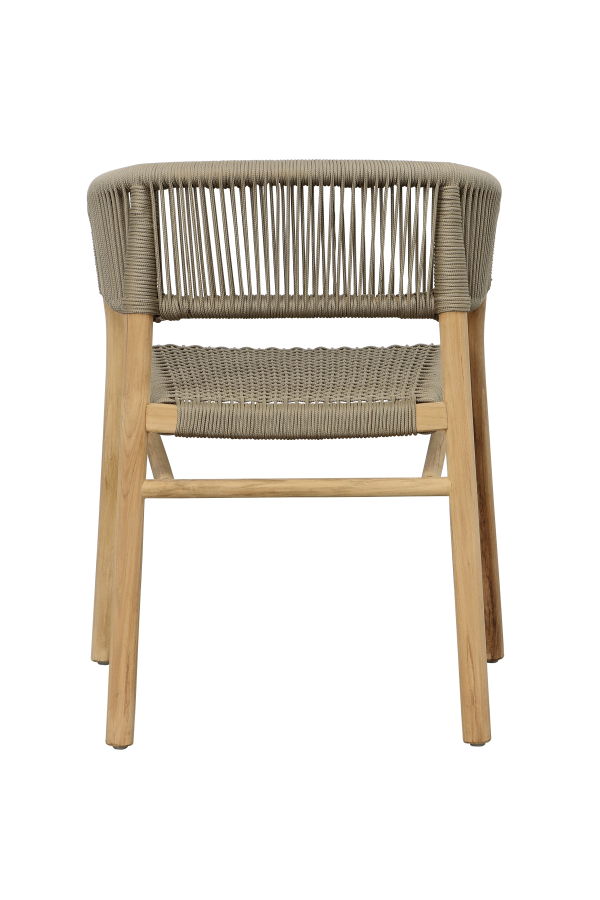 Dovetail Furniture Brielle Teak Wood & Taupe Rope Outdoor Dining Chair