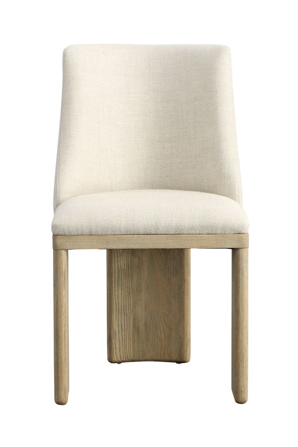 Dovetail Furniture Cora Linen Upholstered Dining Chair with Ash Wood Frame